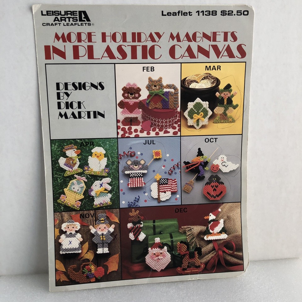 Leisure Arts Plastic Canvas Holiday Magnets 1985 Magnets Go Country ...