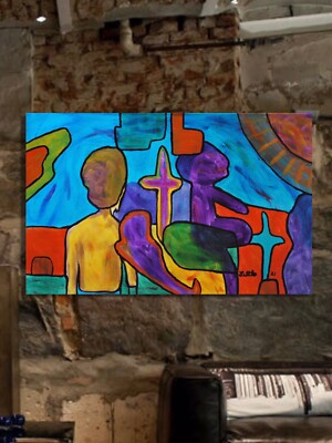 painting on canvas  39  X 62  Acrylic, Abstract, POP Art, giant