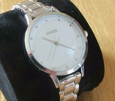  NEW LADIES OASIS WATCH ROUND WHITE DIAL LINKED BRACELET STRAP SB003SM