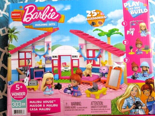 MEGA ~ Barbie Malibu House Building Set (303 Pieces) W/2 Dolls SEALED! - Picture 7 of 9