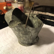 Vintage Cigar Ashtray Primitive Coal Scuttle Bucket Folk Art Personal Size 4”