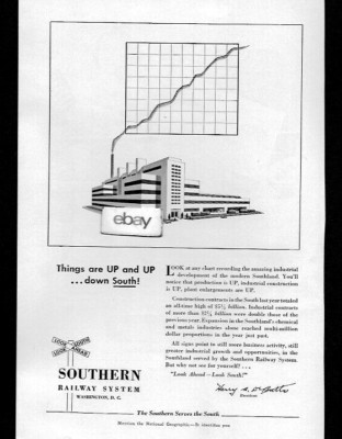 SOUTHERN RAILWAY SYSTEM 1952 THINGS ARE UP AND UP DOWN SOUTH AD AD
