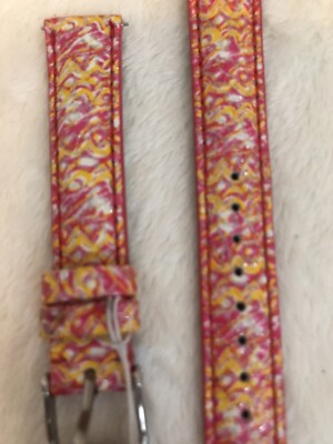 NEW MICHELE 16MM YELLOW PINK SILVER GLITTER Patent Leather  display picture 3