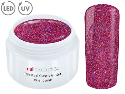 UV LED GEL GLITTER ORIENT PINK Glitzer Farbgel Effekt Color Nail Modellage Lila