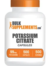 BulkSupplements Potassium Citrate 500 Capsules - 99mg Per Serving