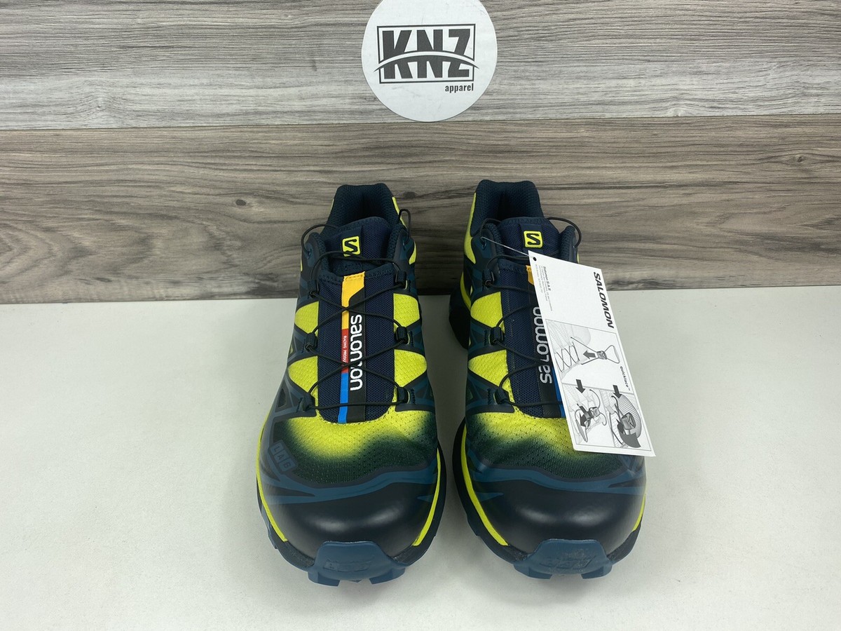 Men's Salomon XT-6 Skyline Carbon Lime Blue Yellow Running