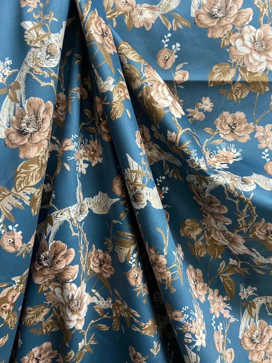Floral Print Velvet Microfiber Fabric 54" Wide Upholstery Window Craft - By Yard