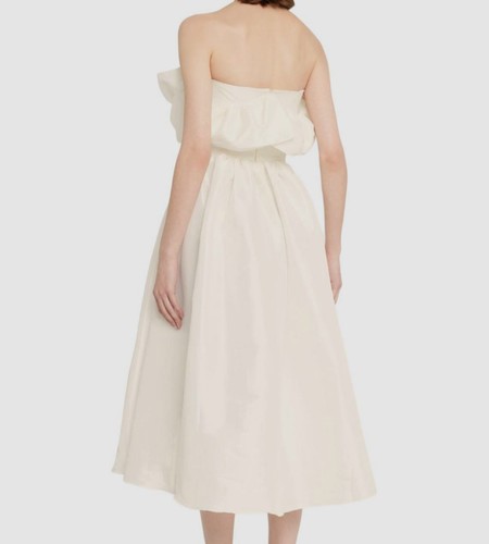 $740 Kika Vargas Women Ivory Sleeveless Strapless Ruffle A-Line Dress Size M - Picture 2 of 8