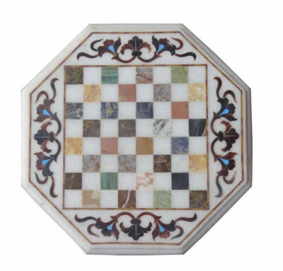 18''  Marble kids children game Chess table Top Inlay Stone multi handicraft