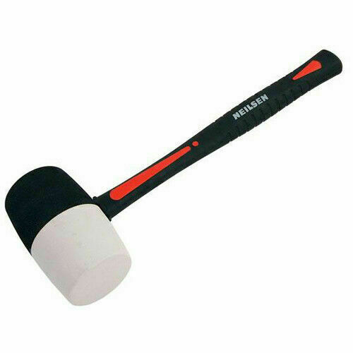 16oz White No Mark & Black Rubber Mallet Hammer Fibreglass Camping Paving CT3553
