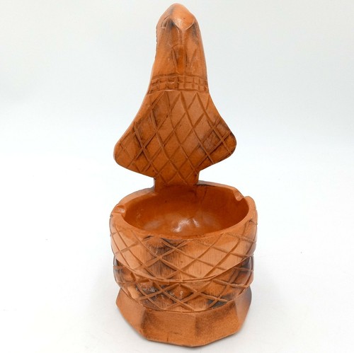 Cobra Snake Carved Wood Ashtray Vintage Wooden Carving Art Conversation Piece - 第 4/10 張圖片