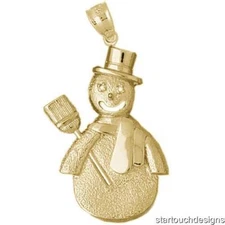 New 14k Gold Snowman Pendant