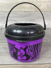 Vintage 1993 McDonald's Halloween Bucket Pail Purple Cat Made In USA Collectable