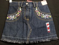 NEW 2007 Gymboree Tea Garden Denim Skorts Skirt Sequin Flowers Embroidered Fray