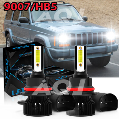 2-side 9007 HB5 LED Headlight Bulbs Kit 6500K White Bright High Low Beam Bulbs