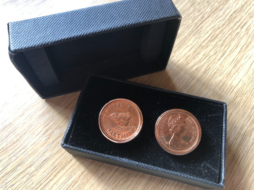 Penny & Farthing Coin Cufflinks 1977 1943 Birthday years Celebration - Picture 6 of 6