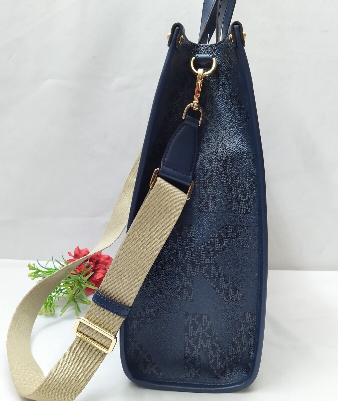 Michale Kores Maple Blue Leather Double Handle Large Tote Bag - NWT $398 image 6