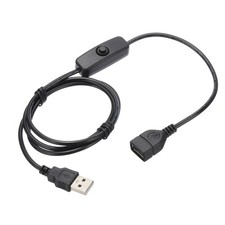 3.28ft USB Extension Cable w/ Switch 1Pcs, Button Switch Power Data Cable Black