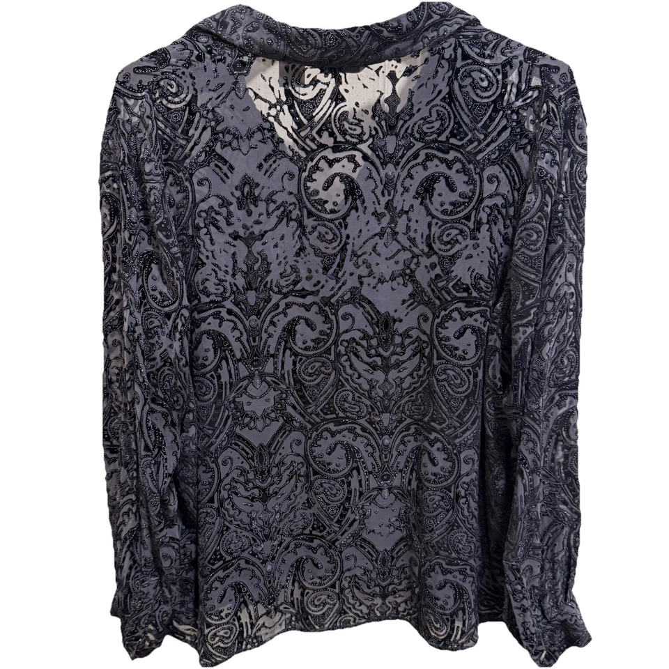 Blusa para mujer Laura Ashley XL terciopelo transparente agotado con botones manga larga Foto 4 de 4