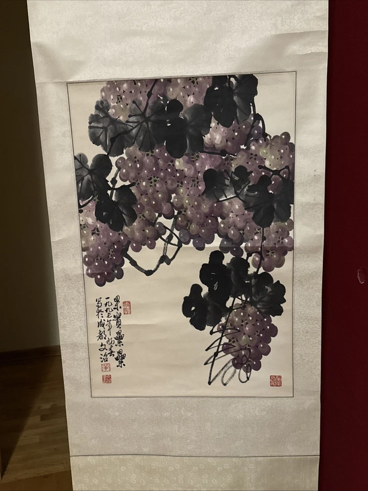 Baozhen Su Scroll Art años 60!! ¡¡Raro!! ¡¡Hermoso arte de pergamino!! Arte chino Foto 2 de 4