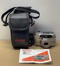 Pentax IQZoom 160 35mm Point Shoot Film Camera Case Manual Tested