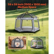 Baby Playpen, Pop Up Toddler Playpen with Canopy, Indoor  Outdoor Portable Play