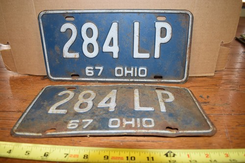 OHIO LICENSE PLATE MATCHED SET 1967 USED Hot Rod Garage ManCave Decor