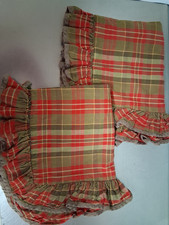Vintage Ralph Lauren Green Red Plaid Standard Pillow Shams-Cotton/Linen Blend