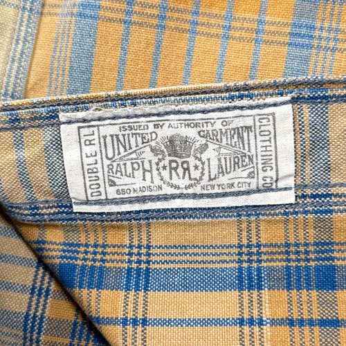 RRL Ralph Lauren Hemd Herren XS gelb blau kariert Baumwolle Farrell Workwear Freizeit - Bild 8 von 14