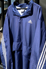 VTG 90s Adidas Lightweight Track Windbreaker Jacket Sz XL Blue Three Stripes
