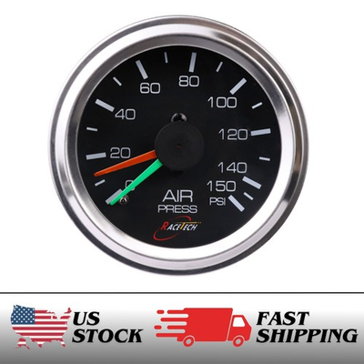 #ad RACETECH 52MM 150PSI Dual Needle Mechanical Air Suspension Pressure Gauge Black $59.99