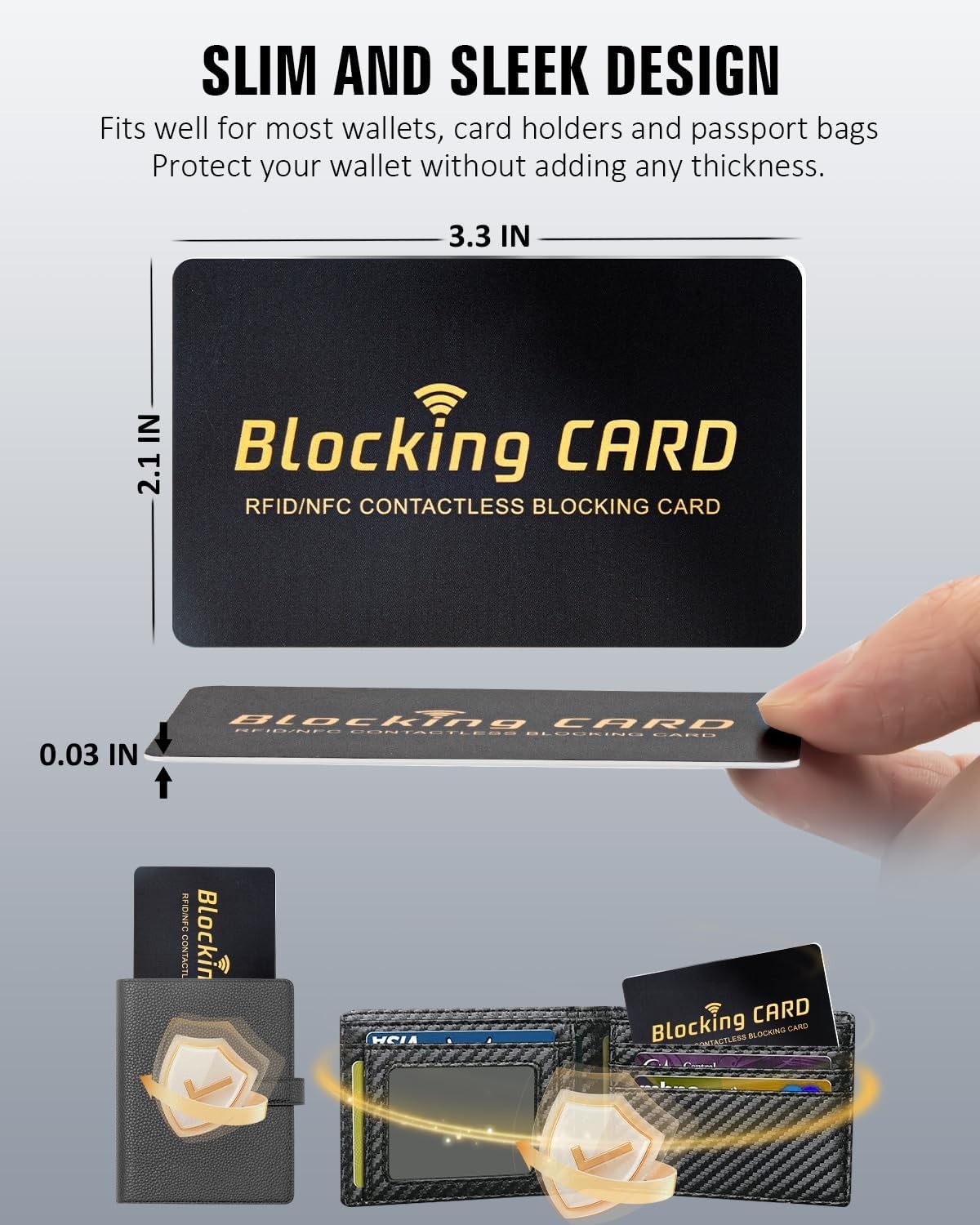 RFID Blocking Card 4 Pack Slim NFC Protector for Wallet Purse Passport Security