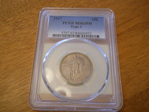 1917 25C PCGS MS63 Type I Full Head Standing Liberty Quarter