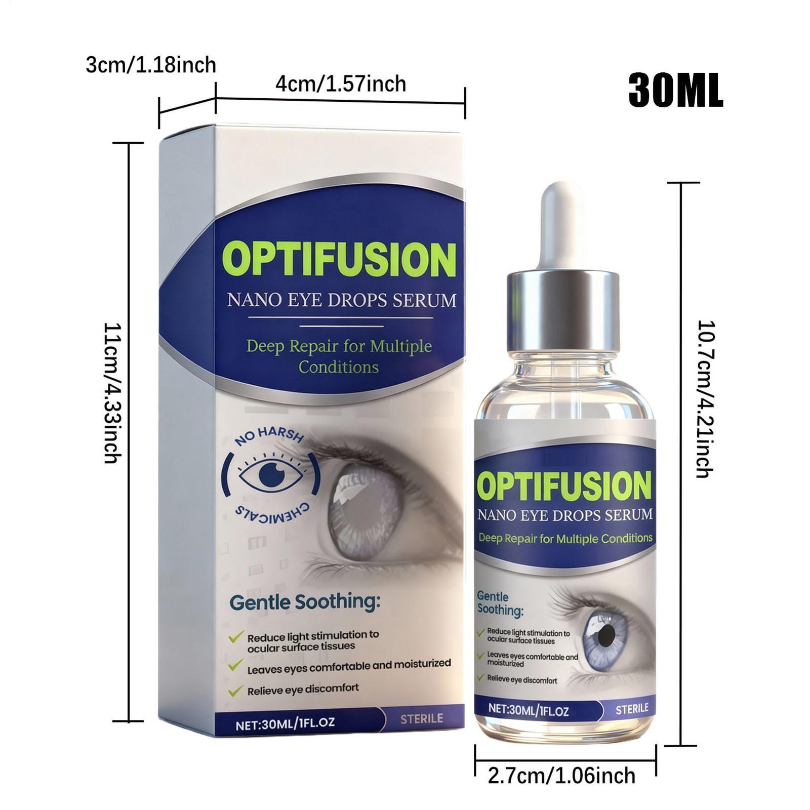 OptiFusion Nano Eye Drops Serum Essence 30ML Gentle Care Liquid Eyes Relief