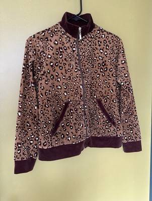 Ericka Brown & tan cheetah print zip-up jacket with pockets. Size: petite