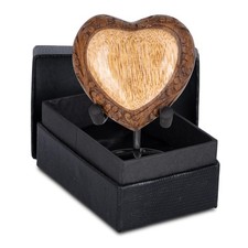 Heart Shaped Wooden Urns for Human Ashes 3 Cubic Inches Black Thunderstorm