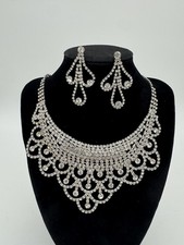 Gorgeous Bridal Wedding Prom Rhinestones Crystal Necklace Earrings Set N337