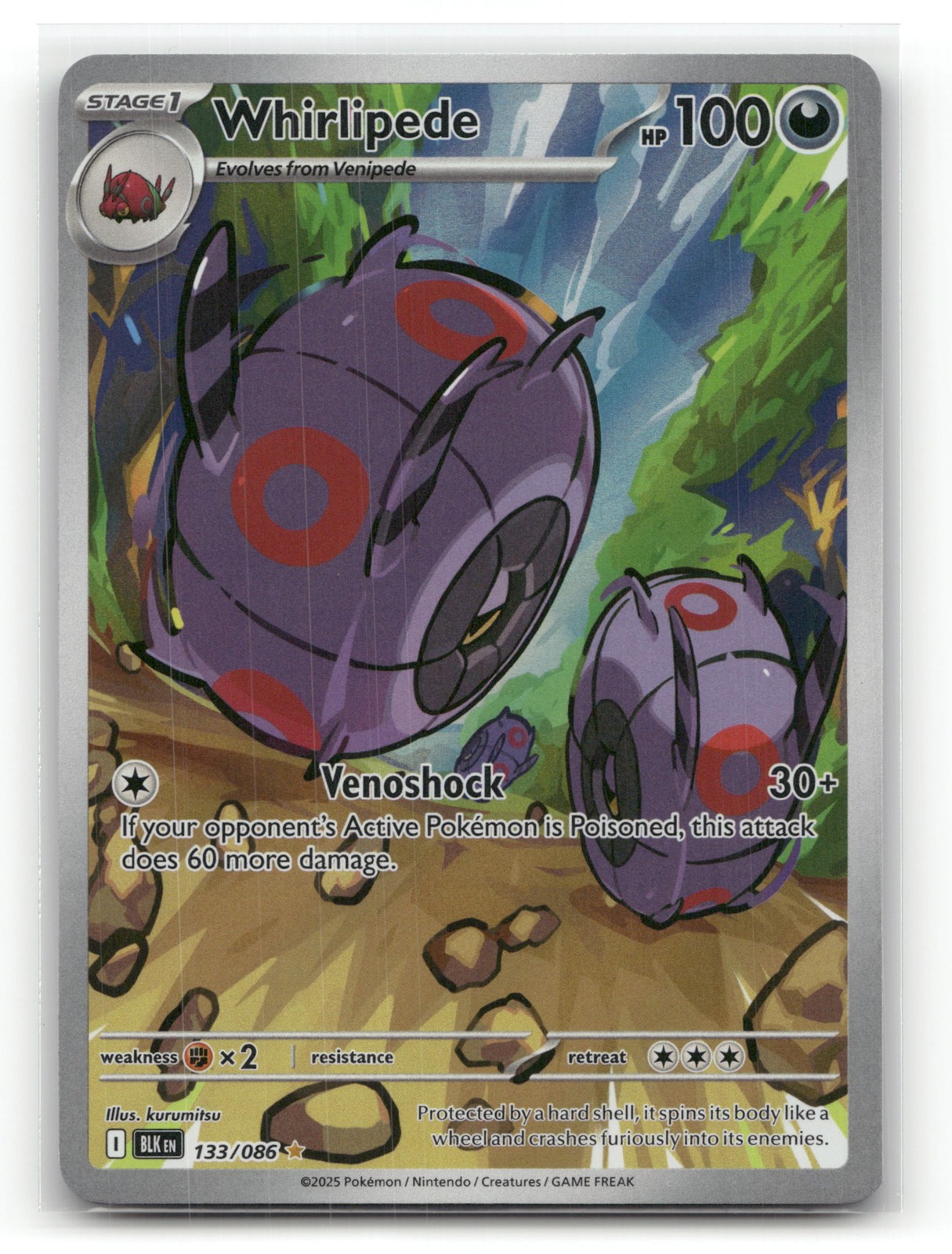 Whirlipede Holo Illustration Rare SV: Black Bolt 133/086 NM