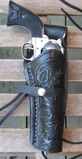 Tooled Gun Holster SALE Black Genuine Leather 6" Barrel Right Hand .45 Cal