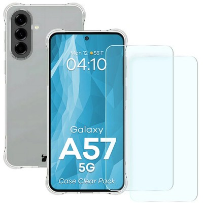 Handyhülle + 2x Glas für Galaxy A57 5G Bizon Case Cover Schutzhülle Transparent