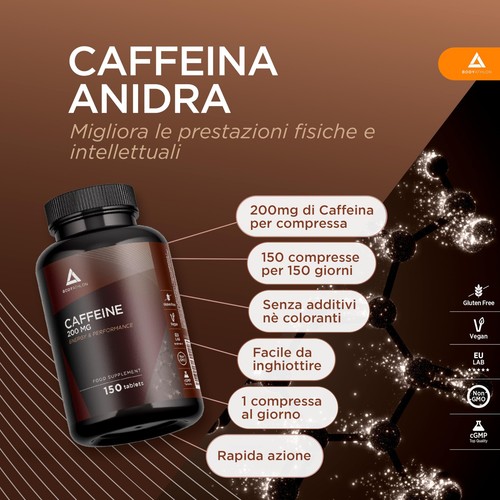 Caffeina Anidra Integratore Energia E Concentrazione Alto Dosaggio 150 Compresse - Foto 4 di 7