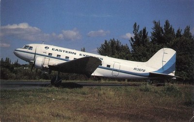 Postcard Unposted Eastern Express Airlines Douglas DC-3 Naples, Fl Oct. 26 1987