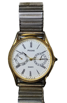 #ad Repair Parts: Near Mint Pulsar Seiko V336 7000 Calendar Watch Pristine Case $25.00