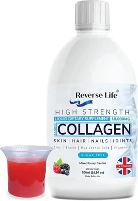 Reverse Life Marine Collagen Liquid Supplement Drink High-Strength 10,000mg