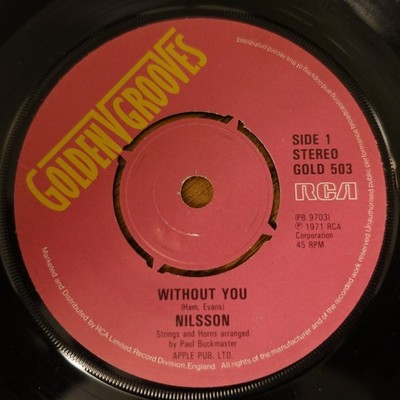 Nilsson   Without You / Everybody's Talkin' 7'' Single 1977 RCA Pop 45 RPM
