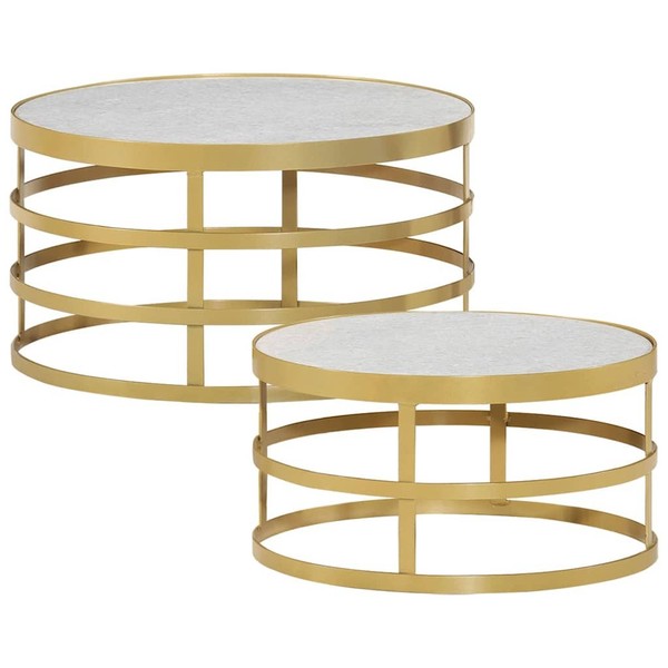 2X Couchtisch Marmor Beistelltisch Satztisch Kaffeetisch Wohnzimmer vidaXL-image