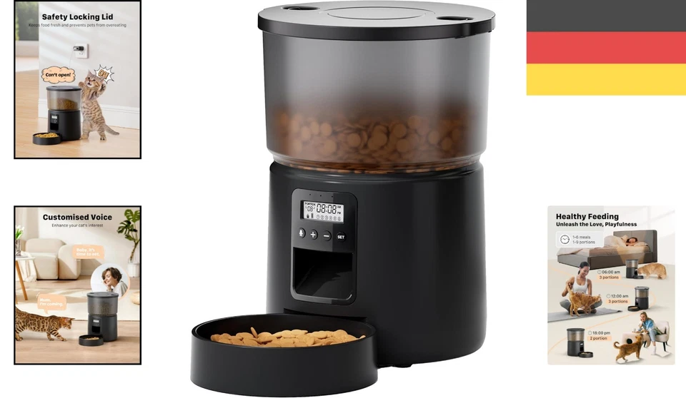 Futterautomat Katze mit Programmierbarem Timer - 3L, bis zu 6 Mahlzeiten täglich - Bild 2 von 4