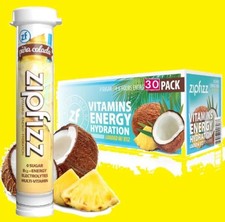 ZipFizz All Natural Energy Drink Mix - PINA COLADA 30 Tubes  FAST SHIP 