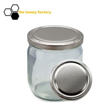 96 x HONIGGLAS Twist Off Glas CURVY 500G im KARTON inkl. Metalldeckel SILBER