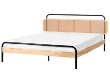 Lit Double Moderne Rustique Tresse Viennoise 180 x 200 cm avec Tête de Lit Marro